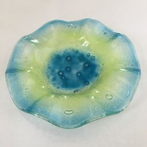 Vintage Fused Glass Ruffle EdgeTrinket Dish